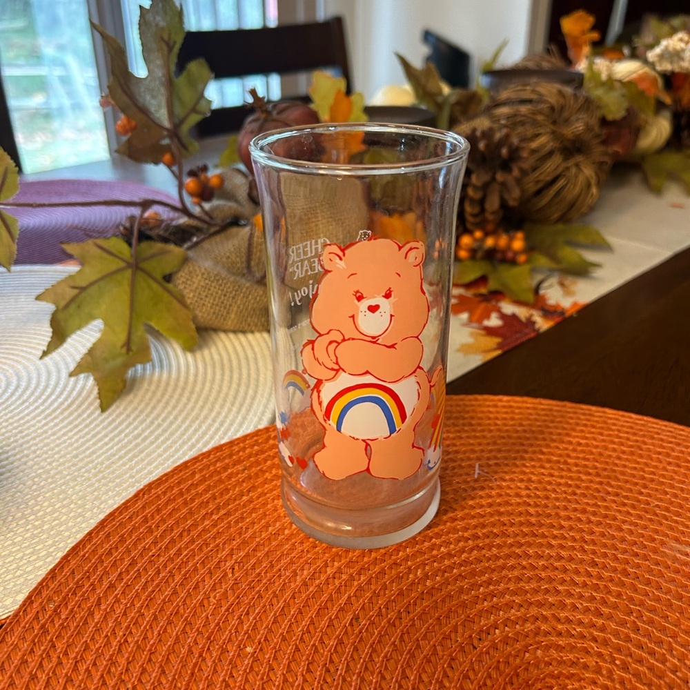 1983 Care Bear Pizza Hut drinking glass Cheer Bear